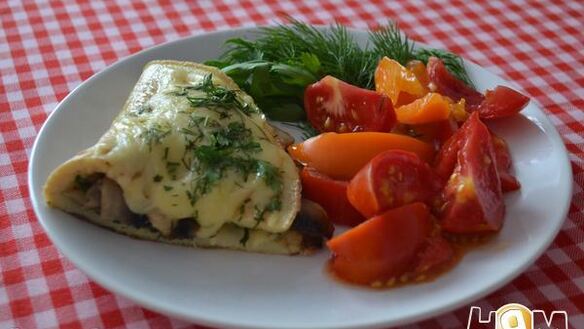 ШАГ 9. омлет с сыром и грибами