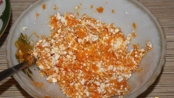 ШАГ 2. омлет с тыквой и творогом на пару