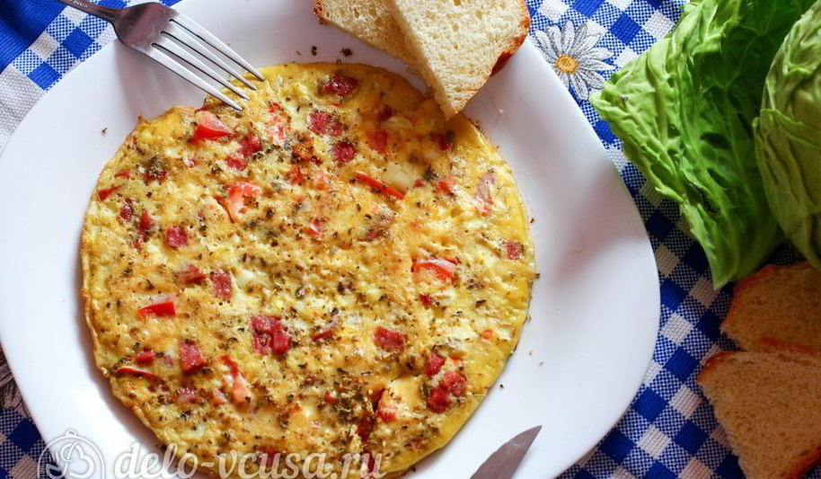 Рецепт омлет с ветчиной и сыром