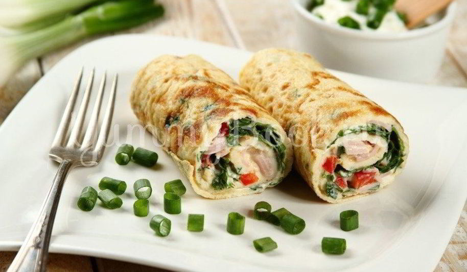 Рецепт омлет с ветчиной и зеленью