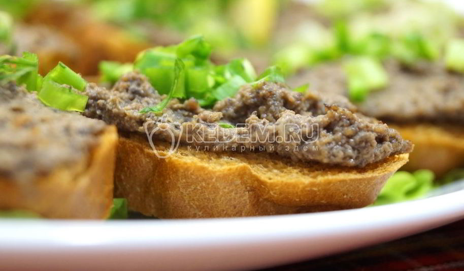 Рецепт паштет из куриной печени с грибами