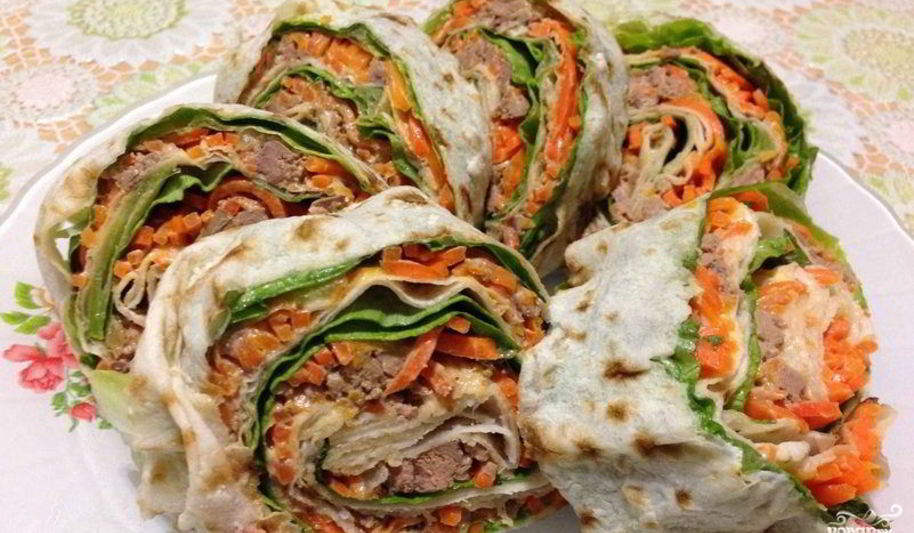 Рецепт рулет из лаваша с морковкой по-корейски