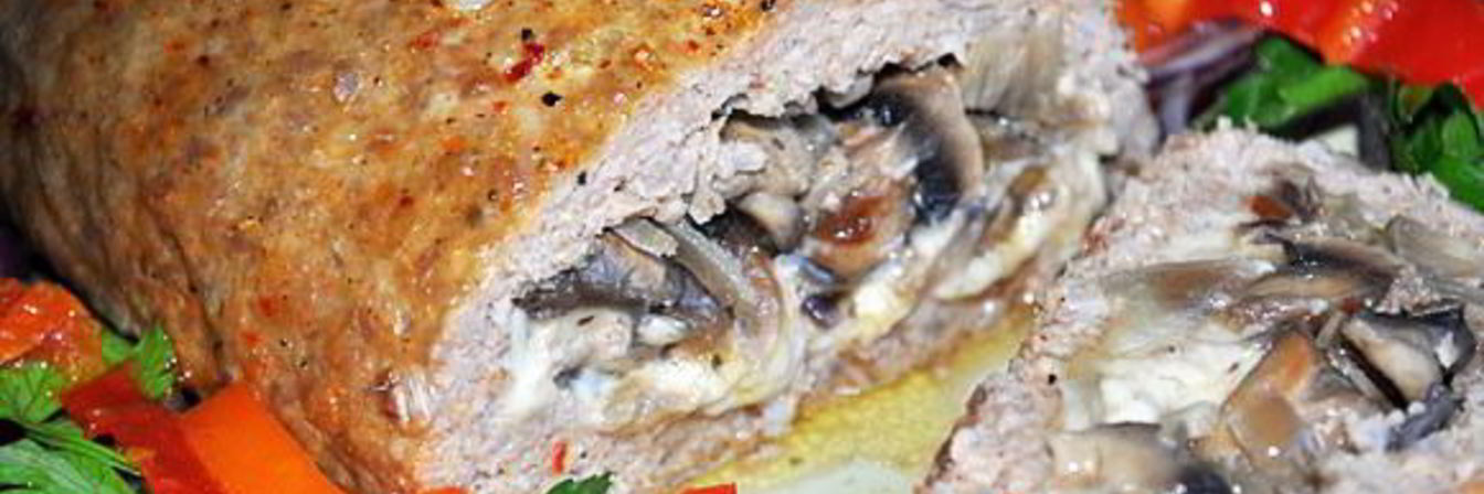 Рулет из мясного фарша с грибами