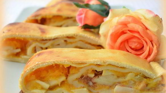 ШАГ 13. рулет из сметанного теста с тыквенно-яблочной начинкой