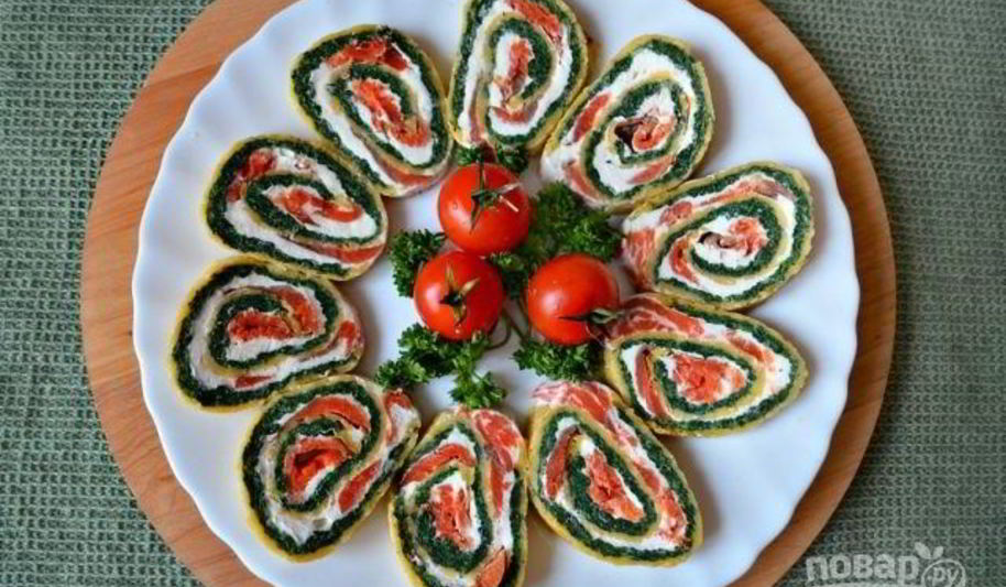 Рецепт сырный рулет с лососем