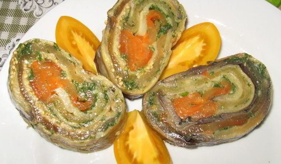 Рецепт закусочный баклажанный рулет