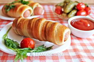 Сосиски в тесте без дрожжей