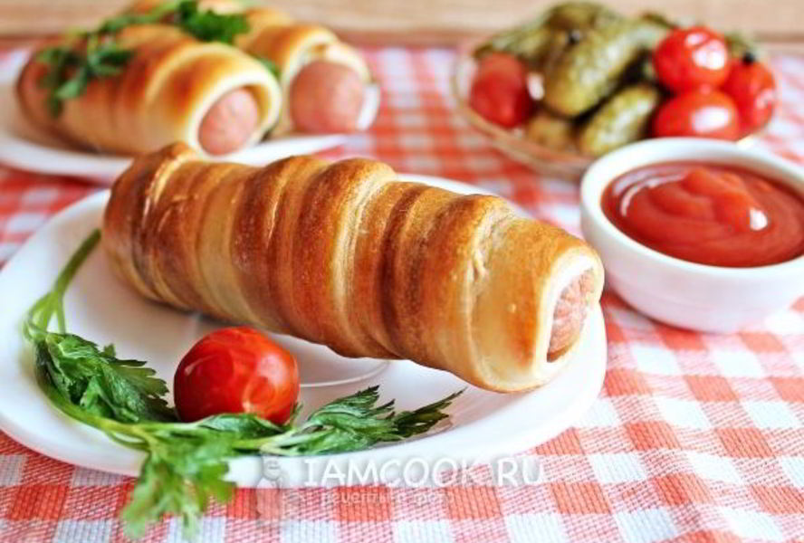 Сосиски в тесте без дрожжей