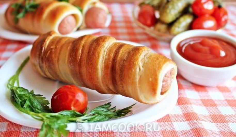 Рецепт сосиски в тесте без дрожжей