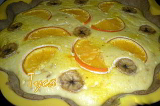 Ржаной тарт с апельсином и бананом