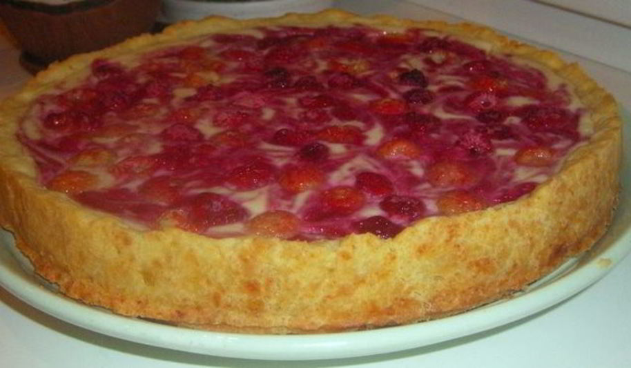 Рецепт творожный тарт с малиной и заварным кремом