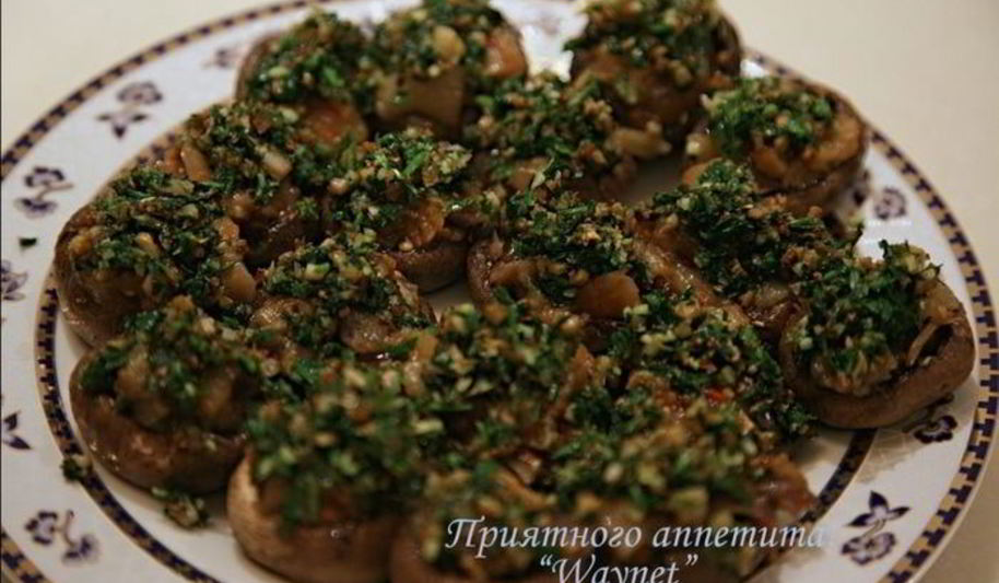 Рецепт теплая закуска из баклажанов с грибами