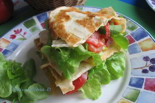 Тортилья с курицей, помидорами и сыром