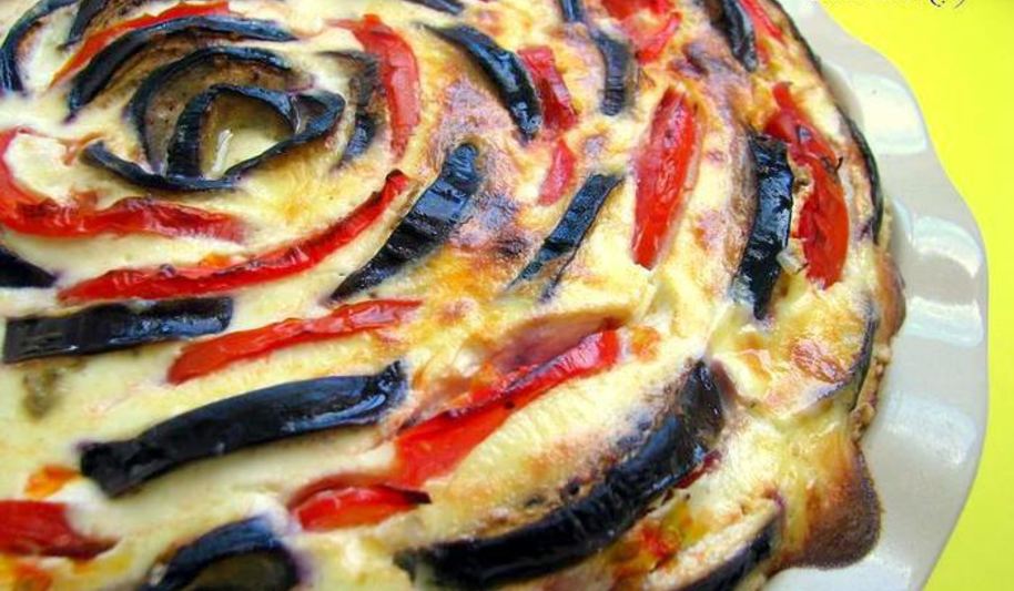 Рецепт творожный киш с баклажанами и томатами
