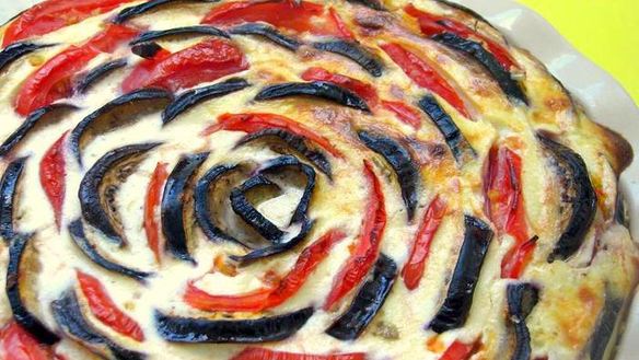 ШАГ 10. творожный киш с баклажанами и томатами