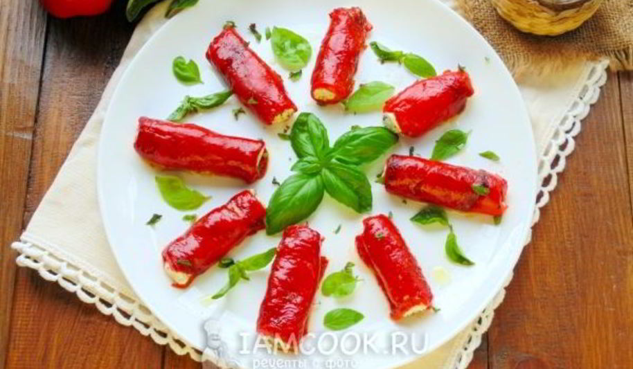 Рецепт закуска из болгарского перца с брынзой и травами
